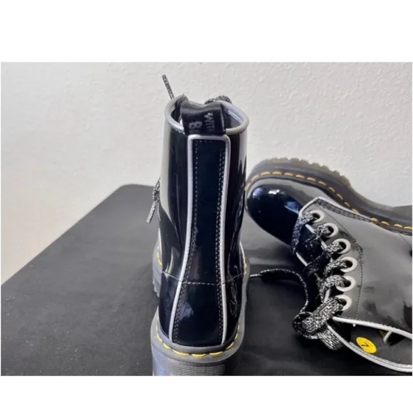 Dr Martin black Patton leather Jordan Max boots platform metallic  laces