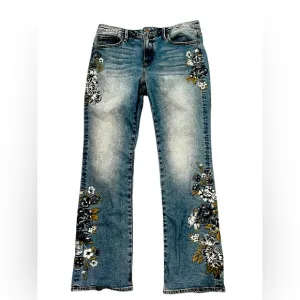 Driftwood Kelly Embroidered Floral Bluebell Flare Jean Size 14