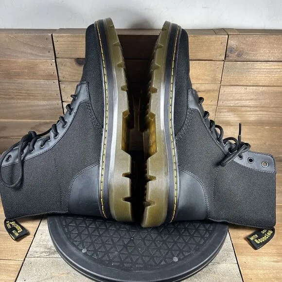 Dr. Martens Combs Poly Casual AW004 Combat Boots Woven Docs Black Men’s Size 12