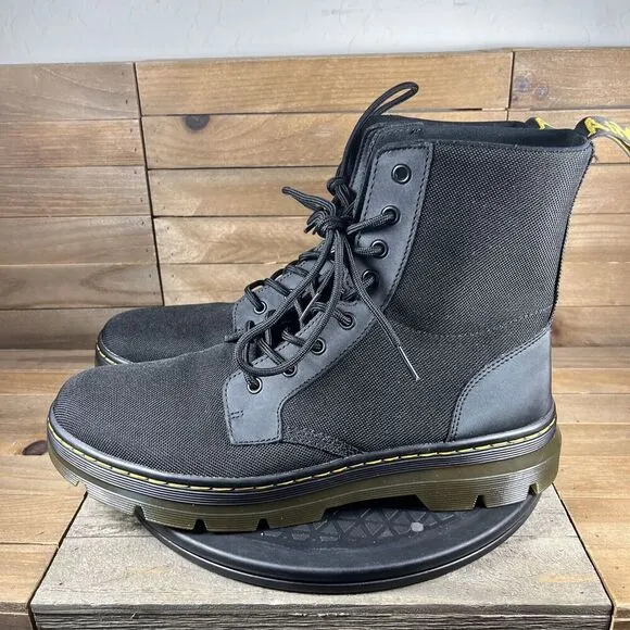 Dr. Martens Combs Poly Casual AW004 Combat Boots Woven Docs Black Men’s Size 12