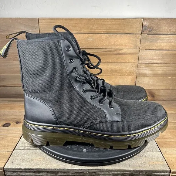 Dr. Martens Combs Poly Casual AW004 Combat Boots Woven Docs Black Men’s Size 12