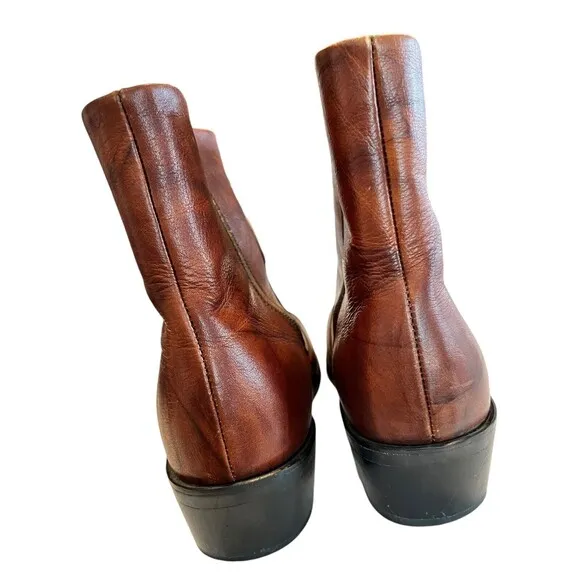 Durango Mens Leather Boots Ankle Zip Up Cowboy Western TR824 Brown Size 7 1/2 EE