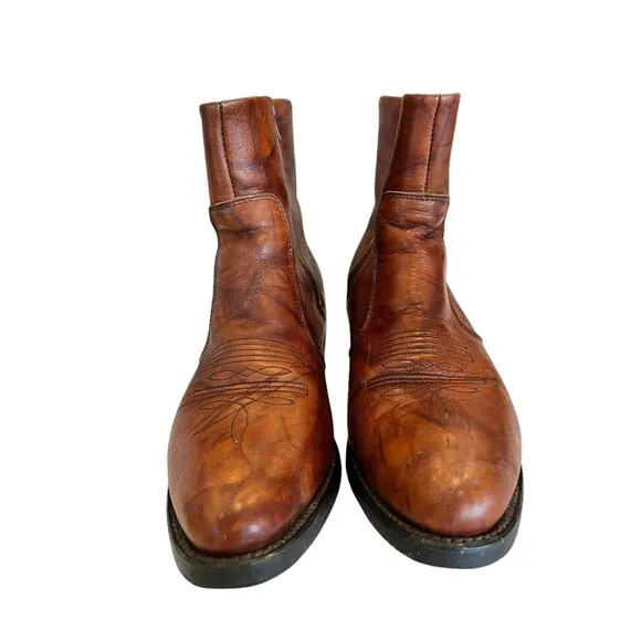 Durango Mens Leather Boots Ankle Zip Up Cowboy Western TR824 Brown Size 7 1/2 EE