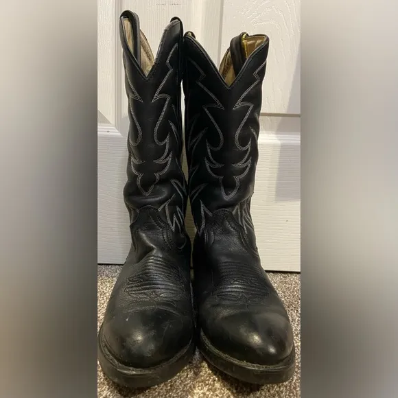 Durango Men's Leather Pull On Cowboy Boots Black Size 8D Model 16750