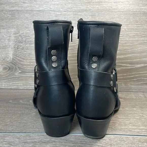 Durango RD260 Women’s Sz 6.5M Black Oiled Leather 6” Harness Side Zip Moto Boots