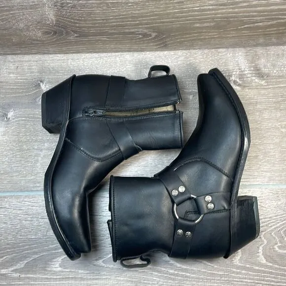 Durango RD260 Women’s Sz 6.5M Black Oiled Leather 6” Harness Side Zip Moto Boots