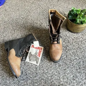 Durango Size 6.5 Vintage Black Brown Leather Lacer Roper Boots Western New