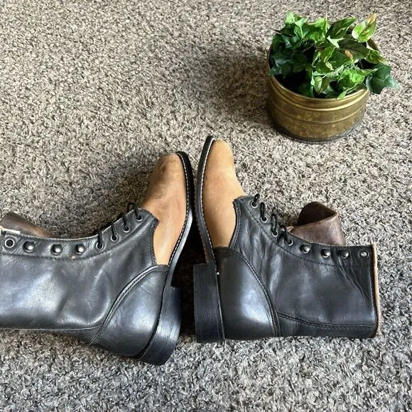 Durango Size 6.5 Vintage Black Brown Leather Lacer Roper Boots Western New