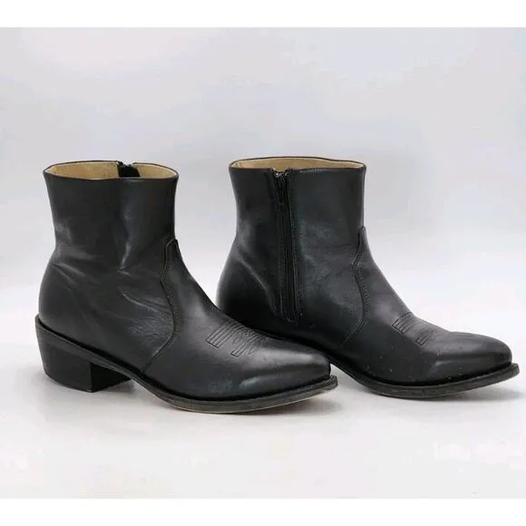 Durango Western Ankle Boot Men's 10 D Black Leather Dress Casual Side Zip DB950