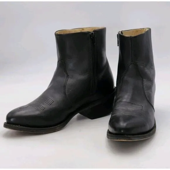 Durango Western Ankle Boot Men's 10 D Black Leather Dress Casual Side Zip DB950