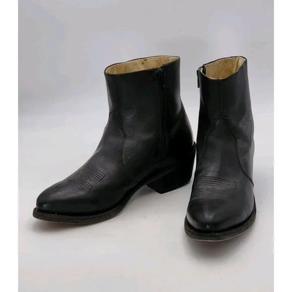 Durango Western Ankle Boot Men's 10 D Black Leather Dress Casual Side Zip DB950