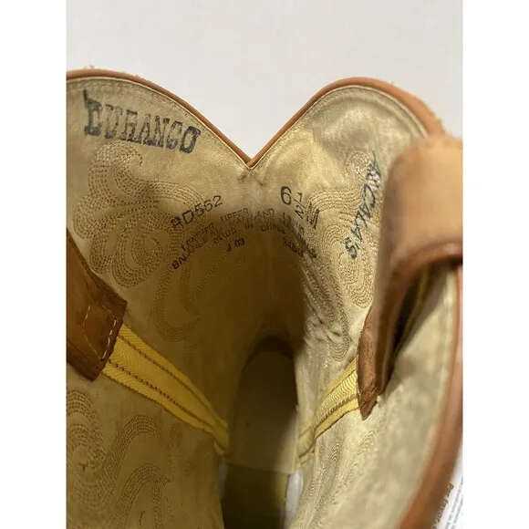 Durango Youth Cowboy Boots Removable Spurs Size 6.5M Tan Conch Chain