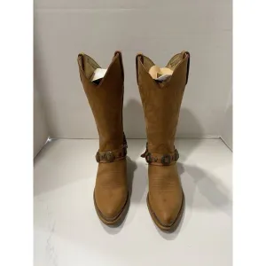 Durango Youth Cowboy Boots Removable Spurs Size 6.5M Tan Conch Chain