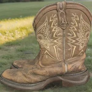 DURANGO KIDS BROWN LEATHER WESTERN COWBOY BOOTS  BIG KIDS SIZE 2.5M