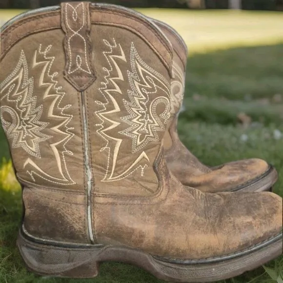 DURANGO KIDS BROWN LEATHER WESTERN COWBOY BOOTS  BIG KIDS SIZE 2.5M