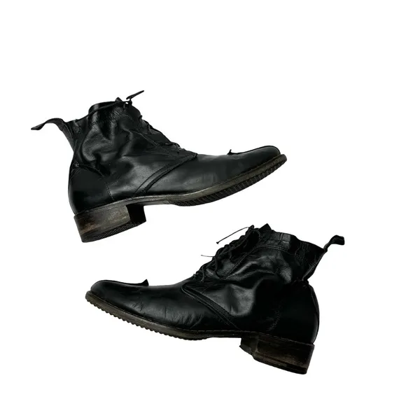 Dusica Sacks | Black Leather Patchwork Lace Up Boots 39