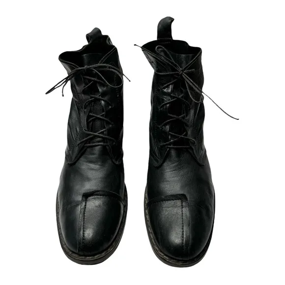 Dusica Sacks | Black Leather Patchwork Lace Up Boots 39