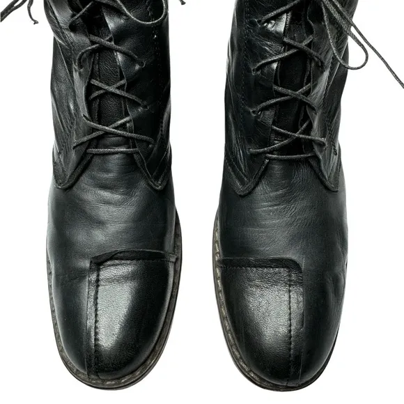 Dusica Sacks | Black Leather Patchwork Lace Up Boots 39