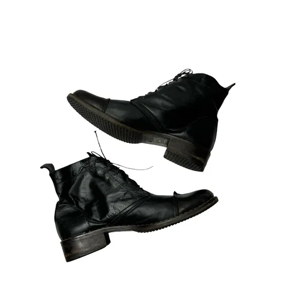 Dusica Sacks | Black Leather Patchwork Lace Up Boots 39
