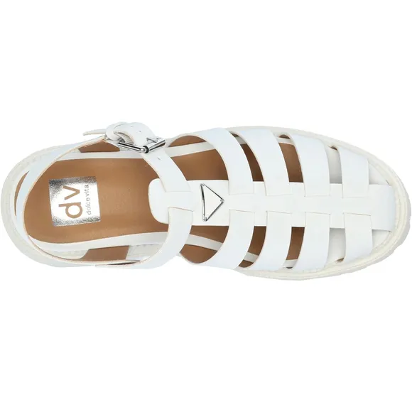 DV by Dolce Vita White Faux Leather Loera Fisherman Chunky Sandals Womens Size 8