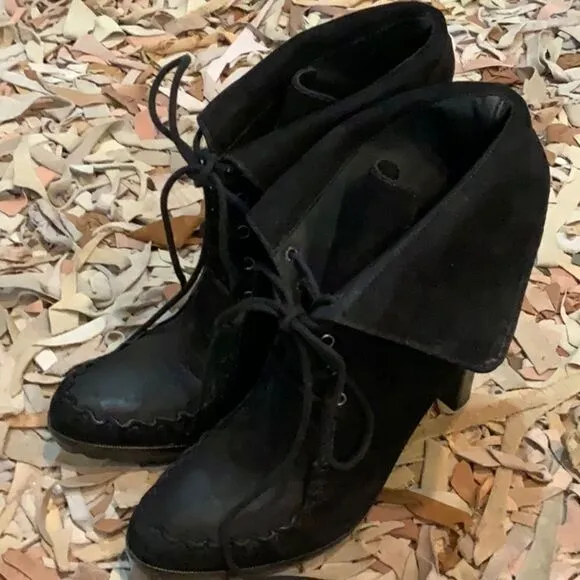 DVF Black Jameson heeled Boots Booties suede 9.5 moccasin