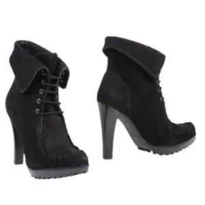 DVF Black Jameson heeled Boots Booties suede 9.5 moccasin