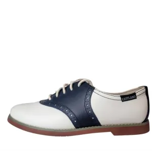Eastland Women's Sadie Saddle Shoes White Navy Leather Oxfords Size 6.5
