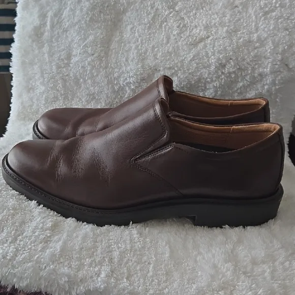 Ecco Brown Slip-On Loafers with Durable Rubber Sole