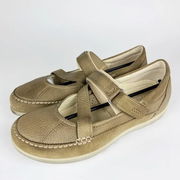 Ecco Cayla Womens Mary Jane Comfort Shoes Crisscross Navajo Brown Leather 38