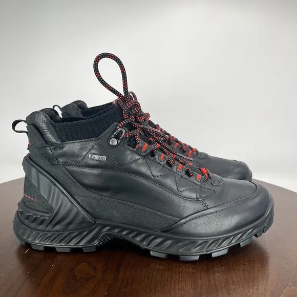 Ecco Exohike Boot Women's 39 / 8 Black‎ Leather Lace Up Ankle Gore-Tex Booties