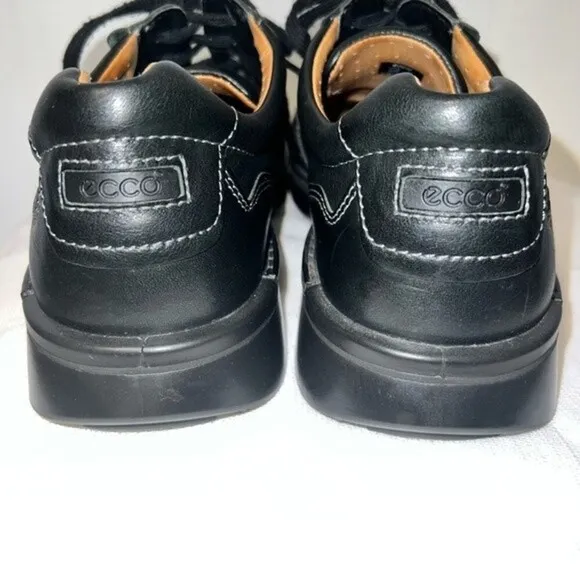 Ecco Fusion Black Lace Up Leather Oxford Casual Shoes Size 11