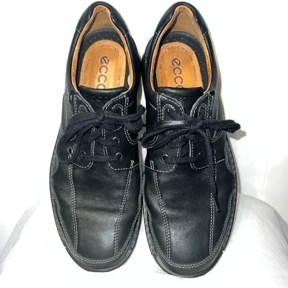 Ecco Fusion Black Lace Up Leather Oxford Casual Shoes Size 11