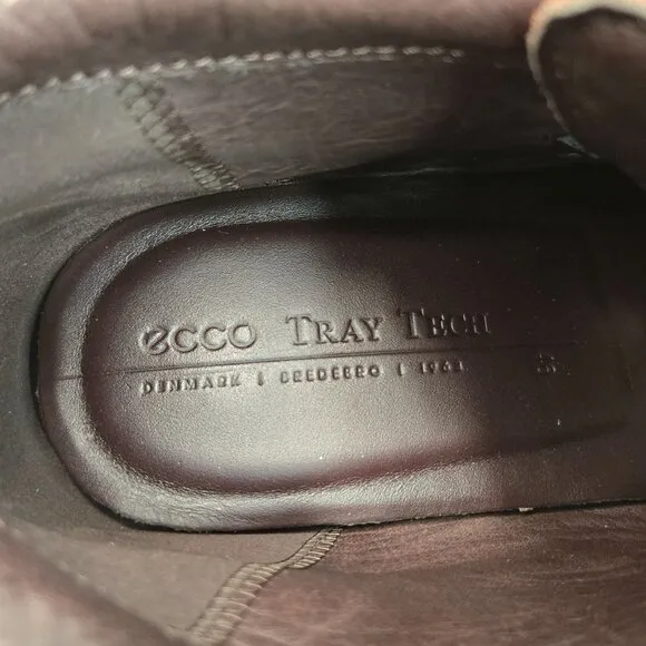Ecco Lace Up Boots Dark Brown Comfort Chukka Preppy Business Casual Shoe Booties