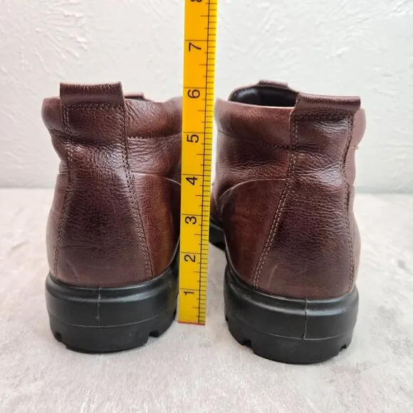 Ecco Lace Up Boots Dark Brown Comfort Chukka Preppy Business Casual Shoe Booties
