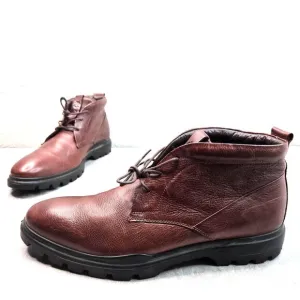 Ecco Lace Up Boots Dark Brown Comfort Chukka Preppy Business Casual Shoe Booties