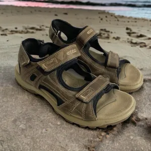 Ecco Men’s 43 9.5-10 Receptor Technology Brown Leather Hiking Sandals