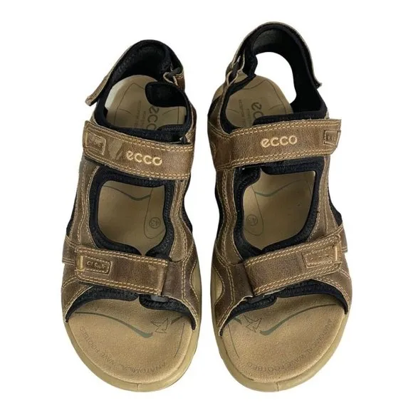 Ecco Men’s 43 9.5-10 Receptor Technology Brown Leather Hiking Sandals