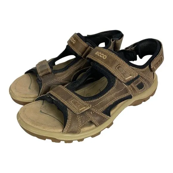 Ecco Men’s 43 9.5-10 Receptor Technology Brown Leather Hiking Sandals