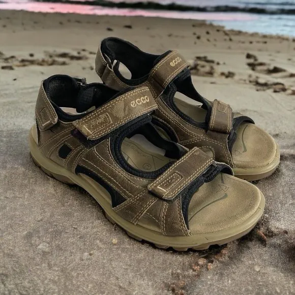 Ecco Men’s 43 9.5-10 Receptor Technology Brown Leather Hiking Sandals