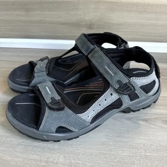Ecco Men's Offroad Yucatan Leather Sandals Gray Hiking‎ Size EU 47 US 13 13.5
