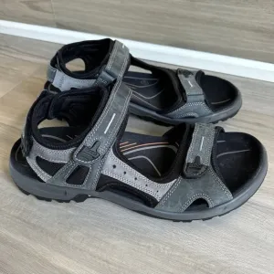 Ecco Men's Offroad Yucatan Leather Sandals Gray Hiking‎ Size EU 47 US 13 13.5