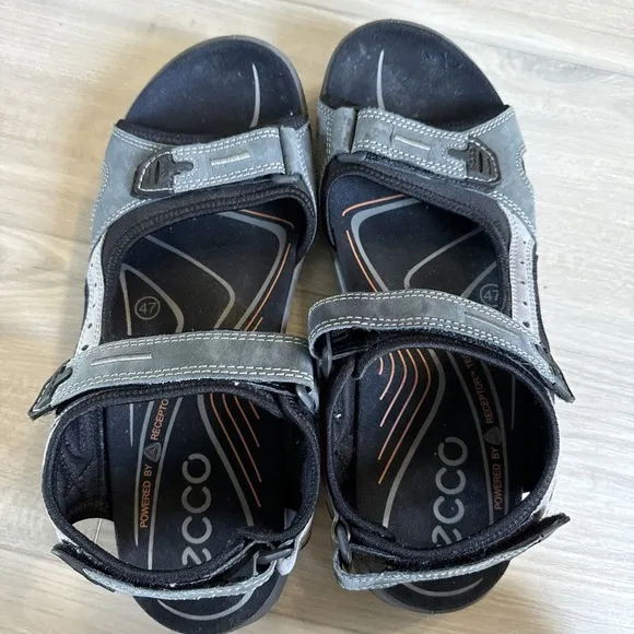Ecco Men's Offroad Yucatan Leather Sandals Gray Hiking‎ Size EU 47 US 13 13.5
