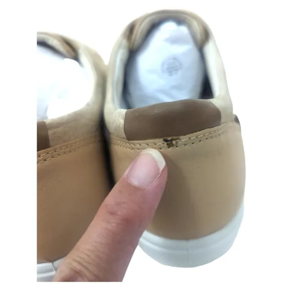 ECCO Soft 7 Slip On Leather Sneakers NEW Women 41 10 10.5 Beige Nude Tennis Shoe