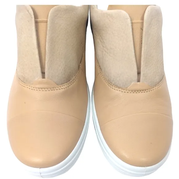 ECCO Soft 7 Slip On Leather Sneakers NEW Women 41 10 10.5 Beige Nude Tennis Shoe
