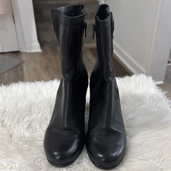 Ecco Women's Black Leather Ankle Boots Size 41
