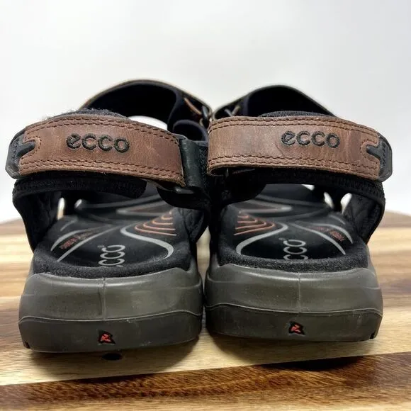 Ecco Yucatan Men's Size 48 US 14 Hiking Brown/Black Leather Sandals