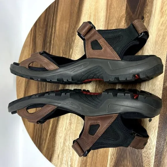 Ecco Yucatan Men's Size 48 US 14 Hiking Brown/Black Leather Sandals