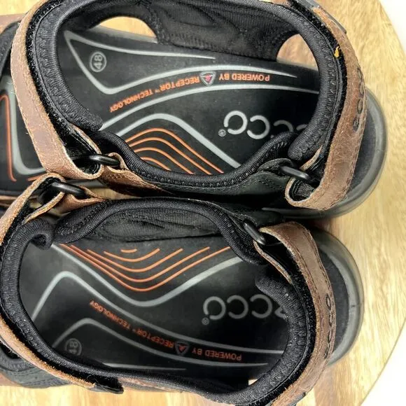 Ecco Yucatan Men's Size 48 US 14 Hiking Brown/Black Leather Sandals