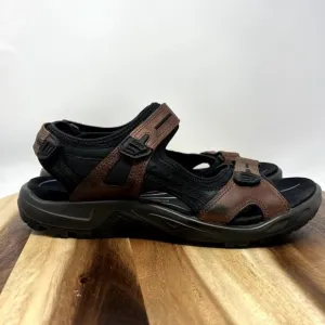 Ecco Yucatan Men's Size 48 US 14 Hiking Brown/Black Leather Sandals