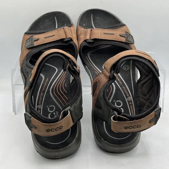 ECCO Yucatán Sandals Mens Size 43 (US 9-9.5) Black Brown Sport Hiking Shoes